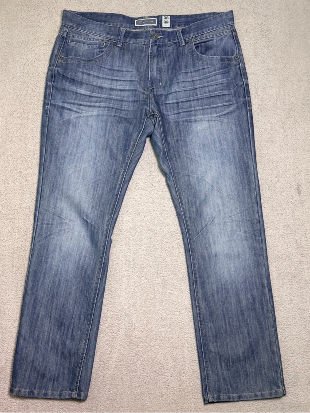 INC International Concepts Berlin Slim Straight Jeans Men’s 38x31 Whisker Faded
